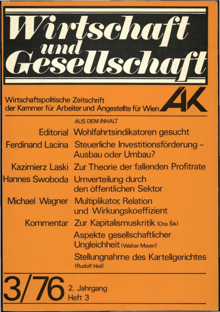 Cover von Wirtschaft und Gesellschaft 1976, Heft 3