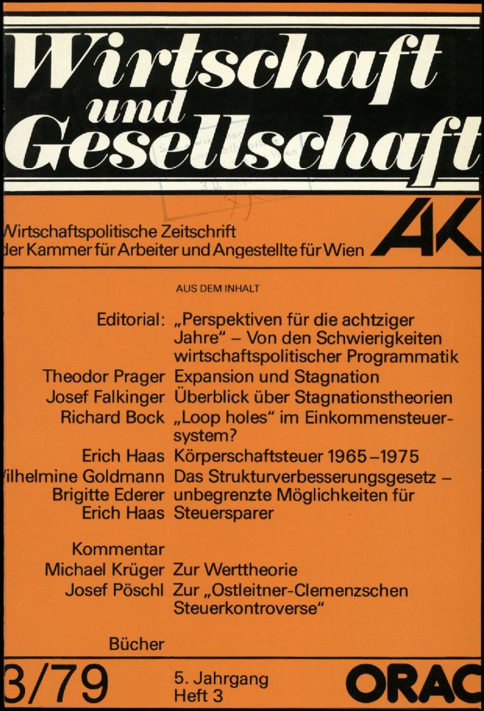 Cover von Wirtschaft und Gesellschaft 1979, Heft 3