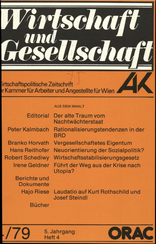 Cover von Wirtschaft und Gesellschaft 1979, Heft 4