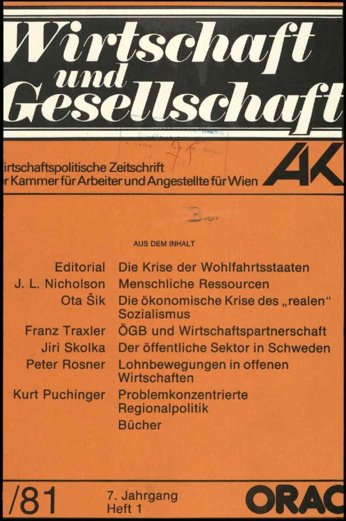 Cover von Wirtschaft und Gesellschaft 1981, Heft 1