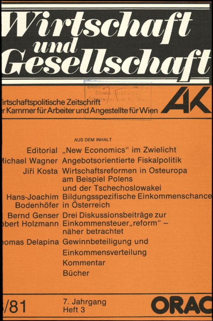 Cover von Wirtschaft und Gesellschaft 1981, Heft 3