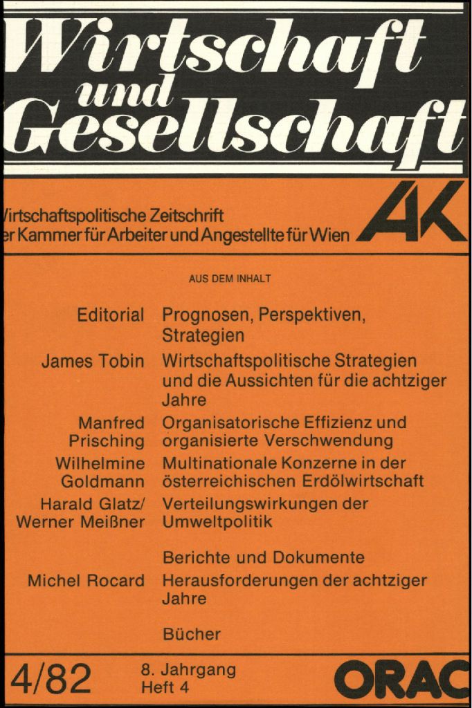 Cover von Wirtschaft und Gesellschaft 1982, Heft 4