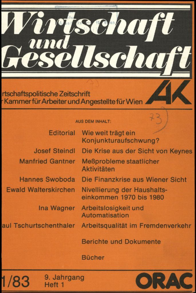 Cover von Wirtschaft und Gesellschaft 1983, Heft 1