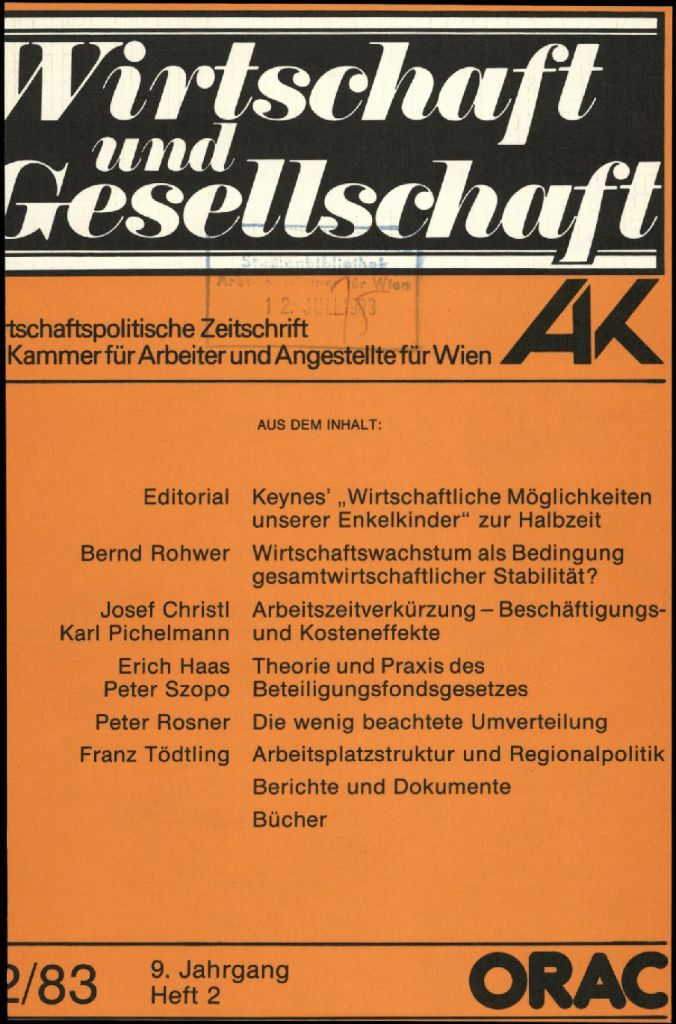 Cover von Wirtschaft und Gesellschaft 1983, Heft 2