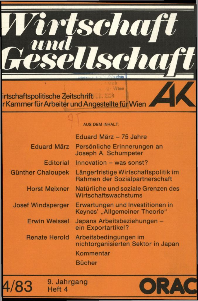 Cover von Wirtschaft und Gesellschaft 1983, Heft 4