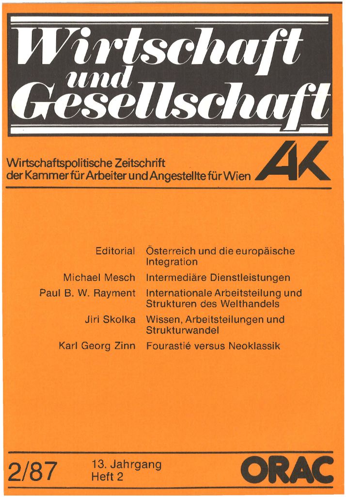 Cover von Wirtschaft und Gesellschaft 1987, Heft 2