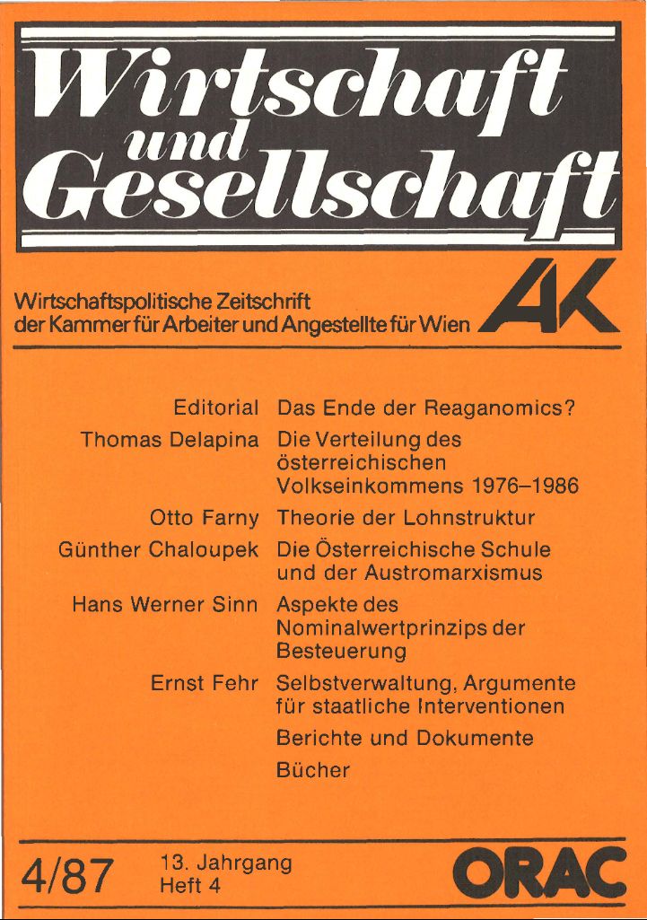 Cover von Wirtschaft und Gesellschaft 1987, Heft 4