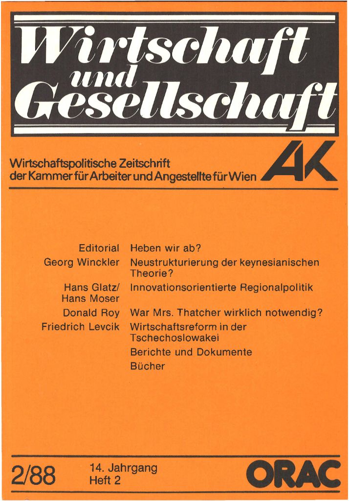 Cover von Wirtschaft und Gesellschaft 1988, Heft 2