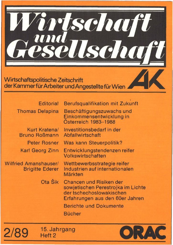 Cover von Wirtschaft und Gesellschaft 1989, Heft 2