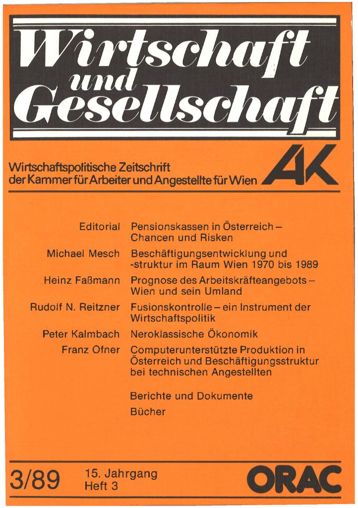 Cover von Wirtschaft und Gesellschaft 1989, Heft 3