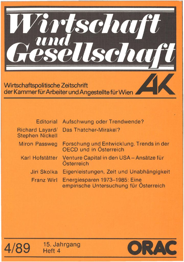 Cover von Wirtschaft und Gesellschaft 1989, Heft 4