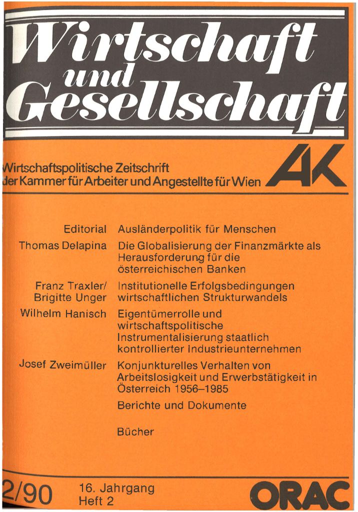 Cover von Wirtschaft und Gesellschaft 1990, Heft 2