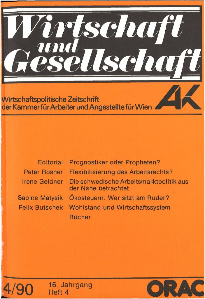 Cover von Wirtschaft und Gesellschaft 1990, Heft 4