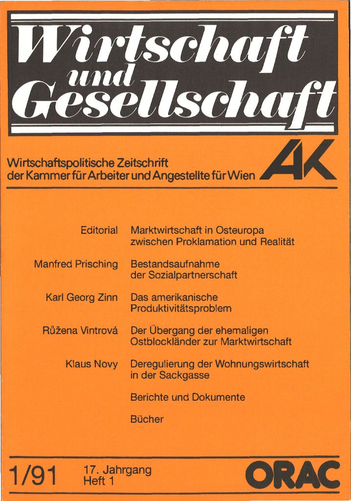 Cover von Wirtschaft und Gesellschaft 1991, Heft 1