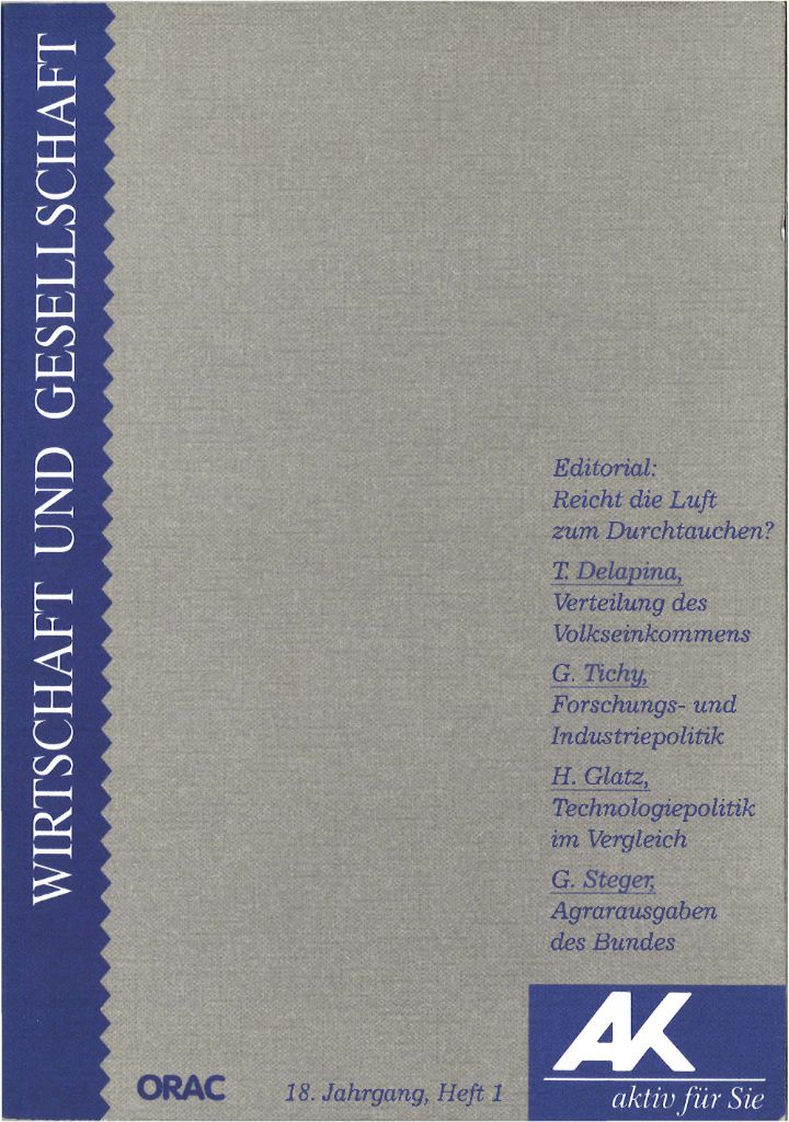 Cover von Wirtschaft und Gesellschaft 1992, Heft 1
