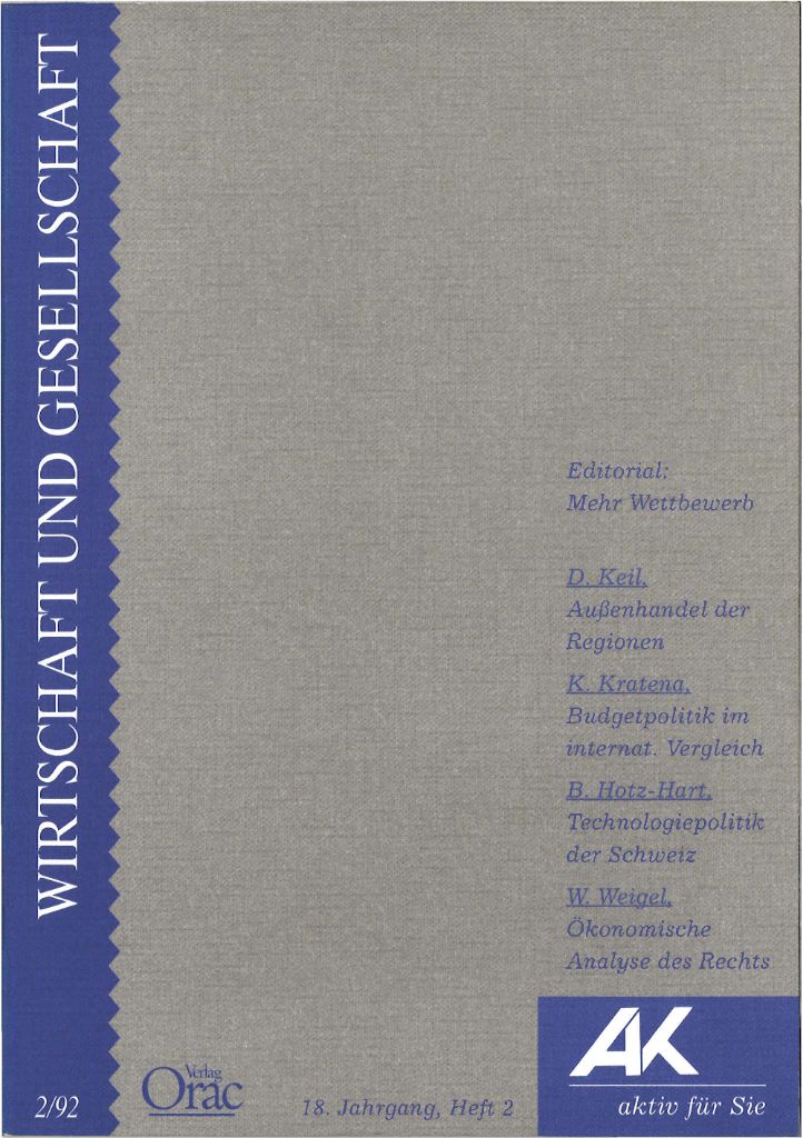 Cover von Wirtschaft und Gesellschaft 1992, Heft 2