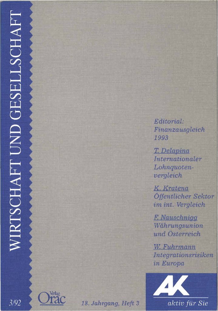 Cover von Wirtschaft und Gesellschaft 1992, Heft 3