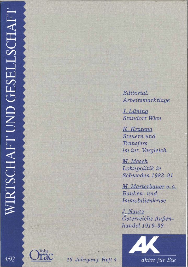 Cover von Wirtschaft und Gesellschaft 1992, Heft 4