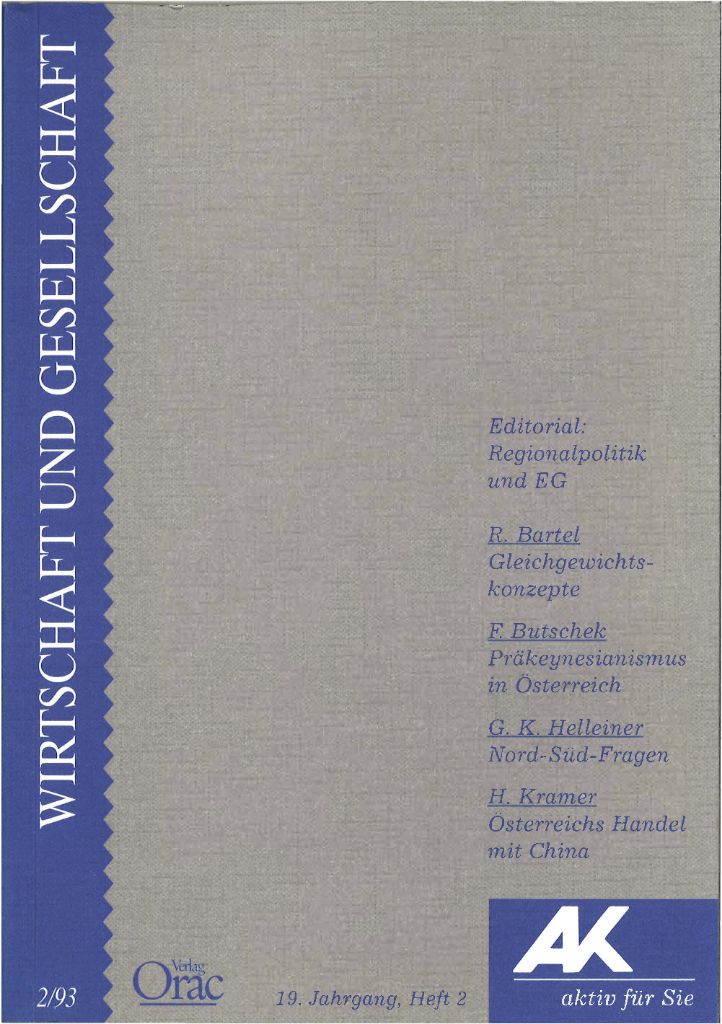 Cover von Wirtschaft und Gesellschaft 1993, Heft 2