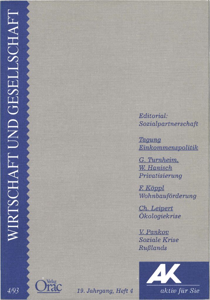 Cover von Wirtschaft und Gesellschaft 1993, Heft 4