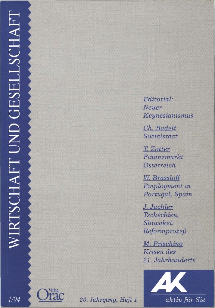 Cover von Wirtschaft und Gesellschaft 1994, Heft 1