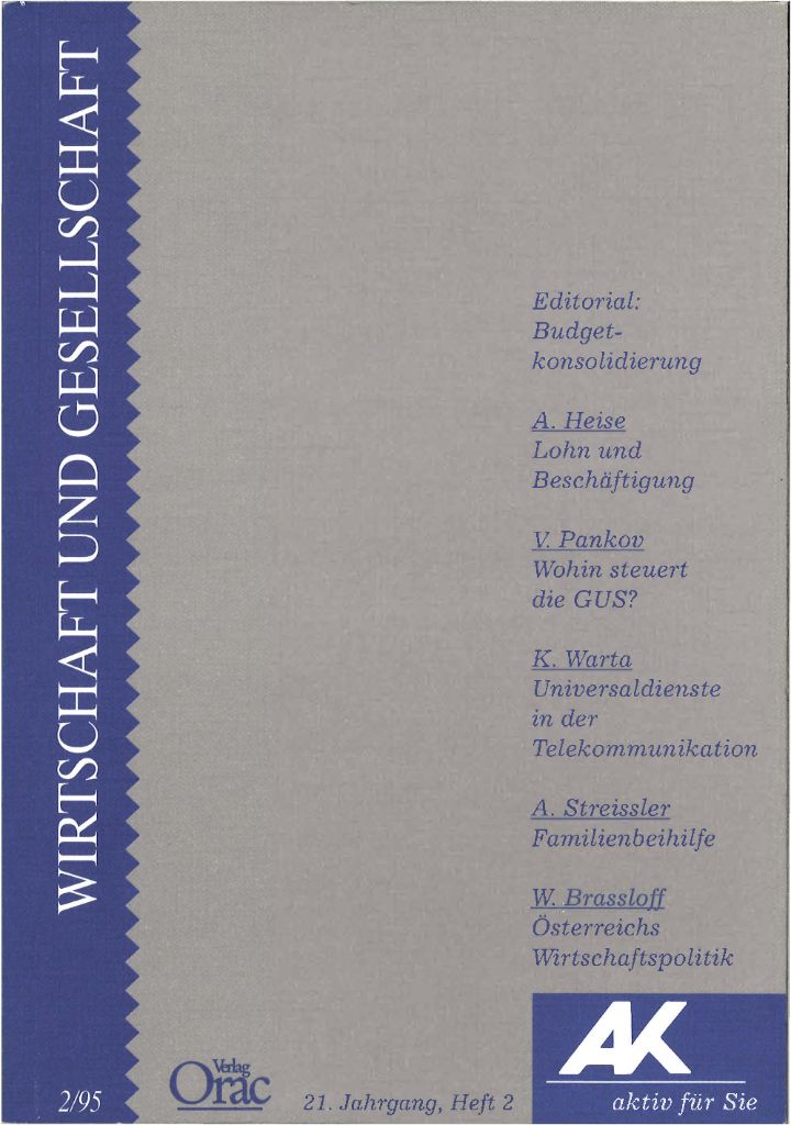 Cover von Wirtschaft und Gesellschaft 1995, Heft 2