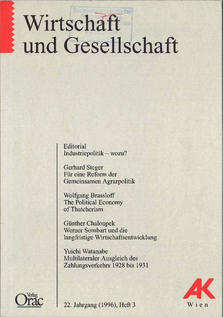 Cover von Wirtschaft und Gesellschaft 1996, Heft 3