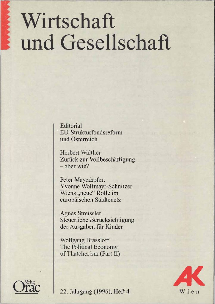 Cover von Wirtschaft und Gesellschaft 1996, Heft 4