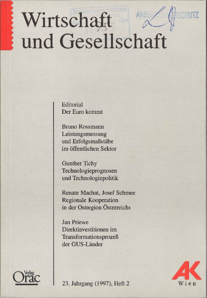 Cover von Wirtschaft und Gesellschaft 1997, Heft 2