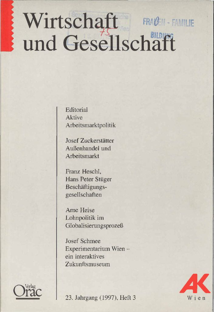 Cover von Wirtschaft und Gesellschaft 1997, Heft 3