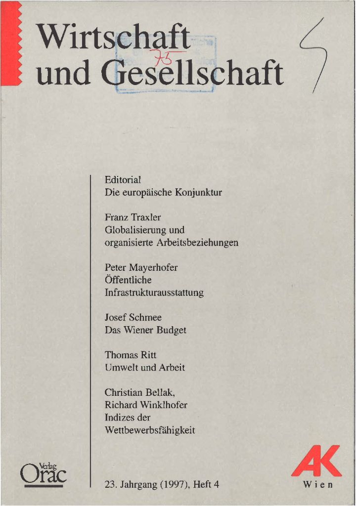 Cover von Wirtschaft und Gesellschaft 1997, Heft 4