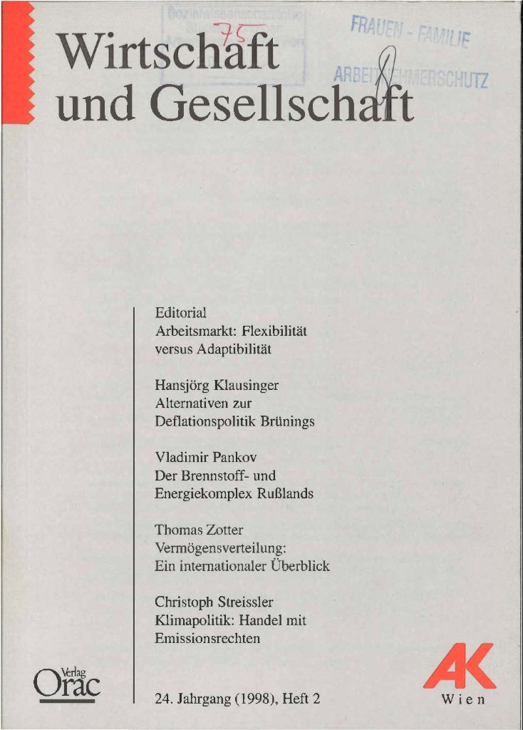 Cover von Wirtschaft und Gesellschaft 1998, Heft 2
