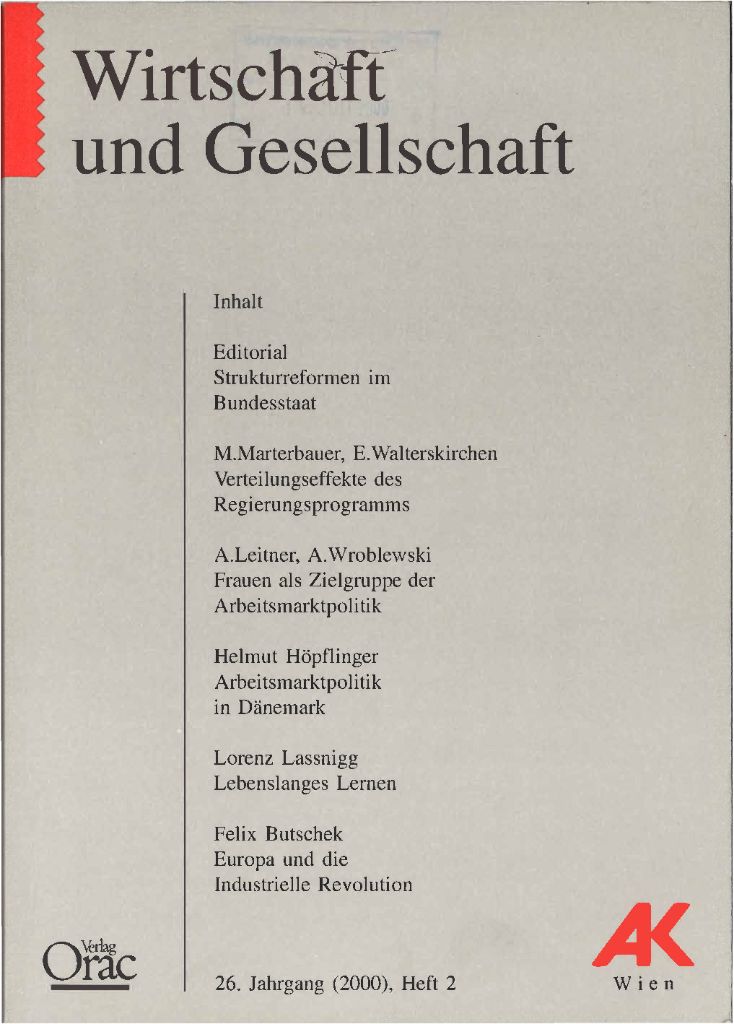 Cover von Wirtschaft und Gesellschaft 2000, Heft 2