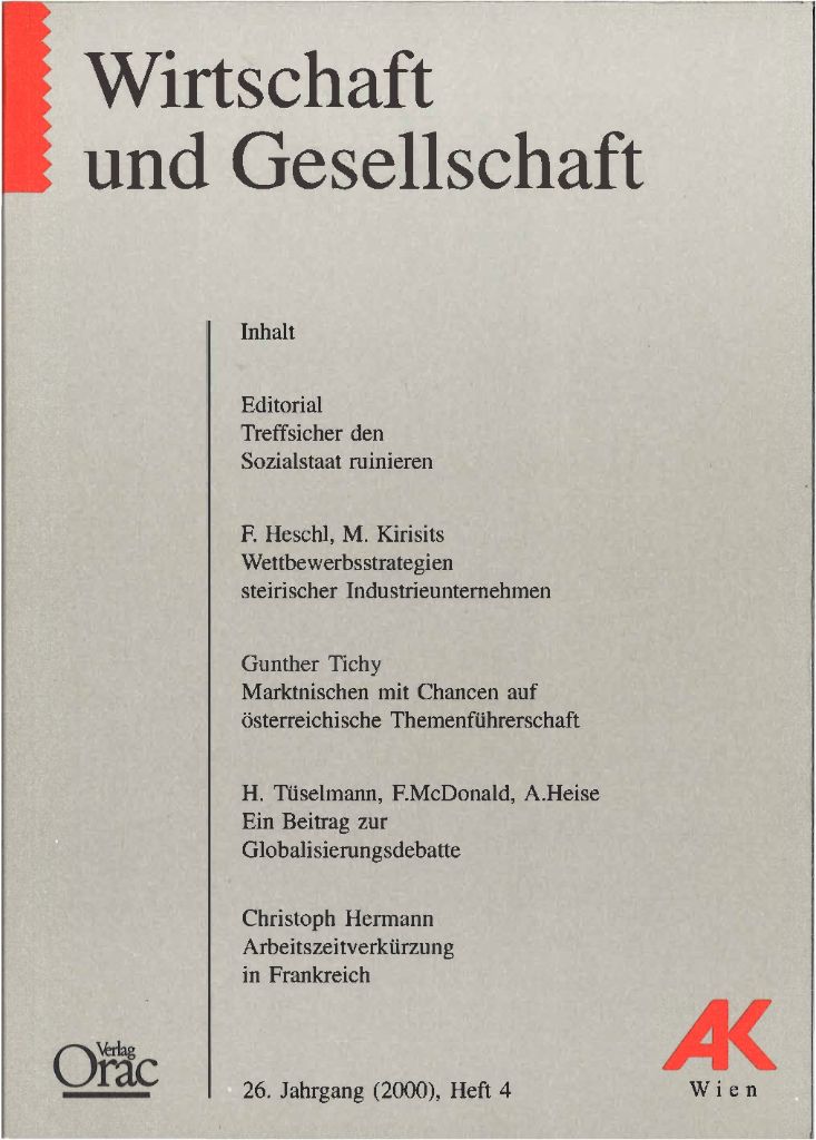 Cover von Wirtschaft und Gesellschaft 2000, Heft 4
