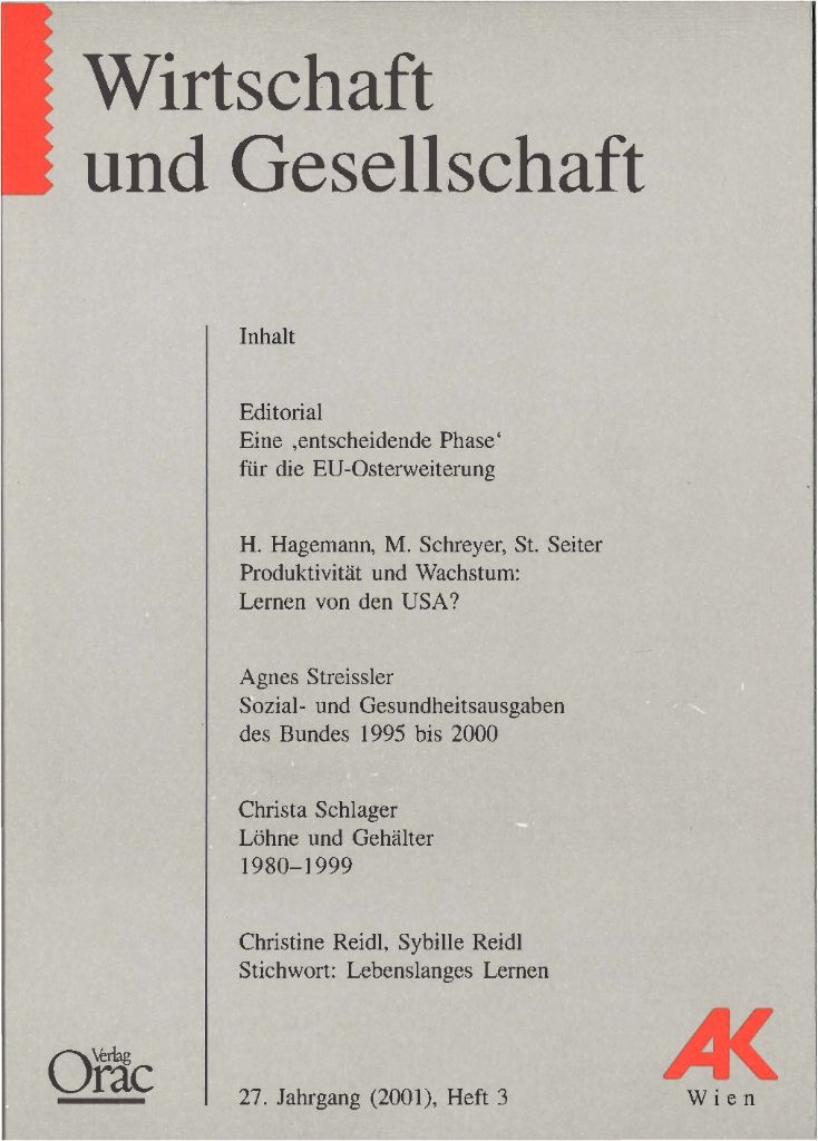 Cover von Wirtschaft und Gesellschaft 2001, Heft 3