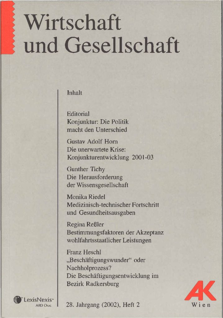 Cover von Wirtschaft und Gesellschaft 2002, Heft 2