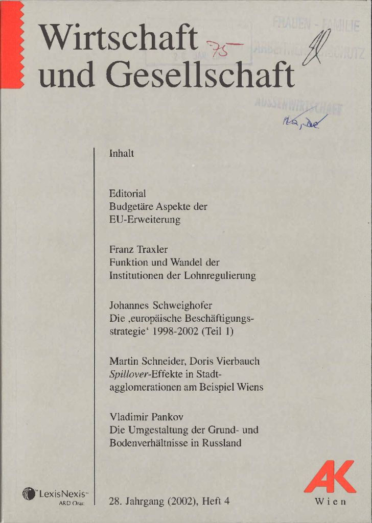 Cover von Wirtschaft und Gesellschaft 2002, Heft 4