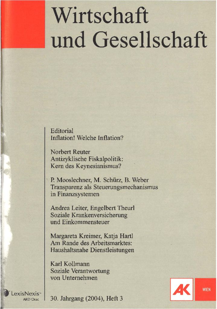Cover von Wirtschaft und Gesellschaft 2004, Heft 3