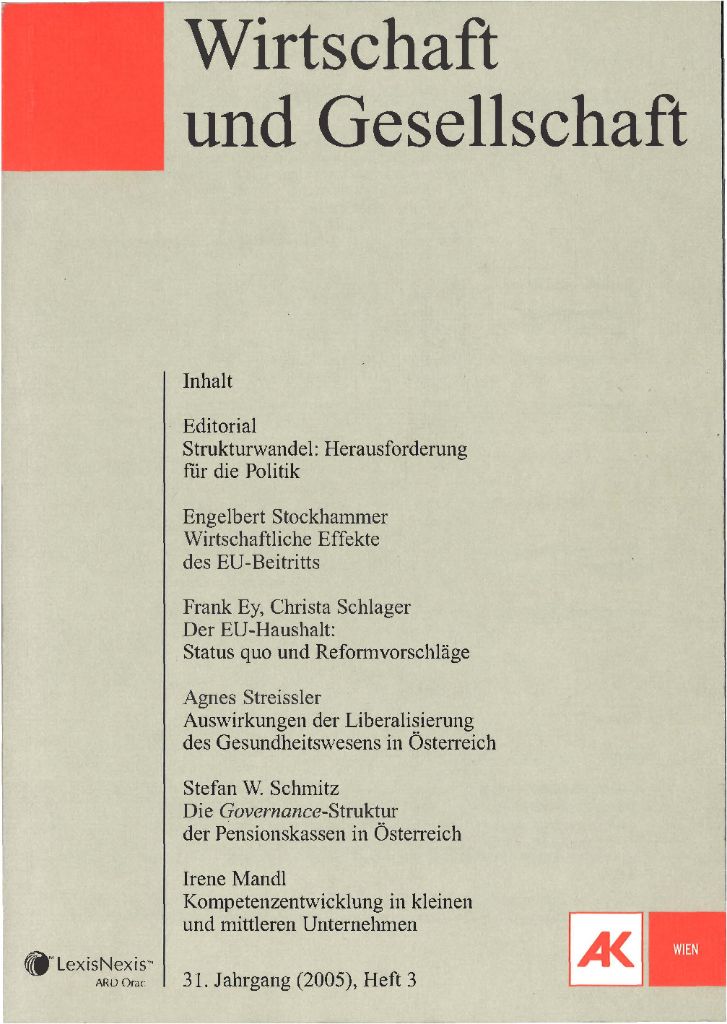 Cover von Wirtschaft und Gesellschaft 2005, Heft 3