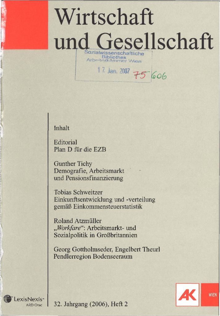 Cover von Wirtschaft und Gesellschaft 2006, Heft 2