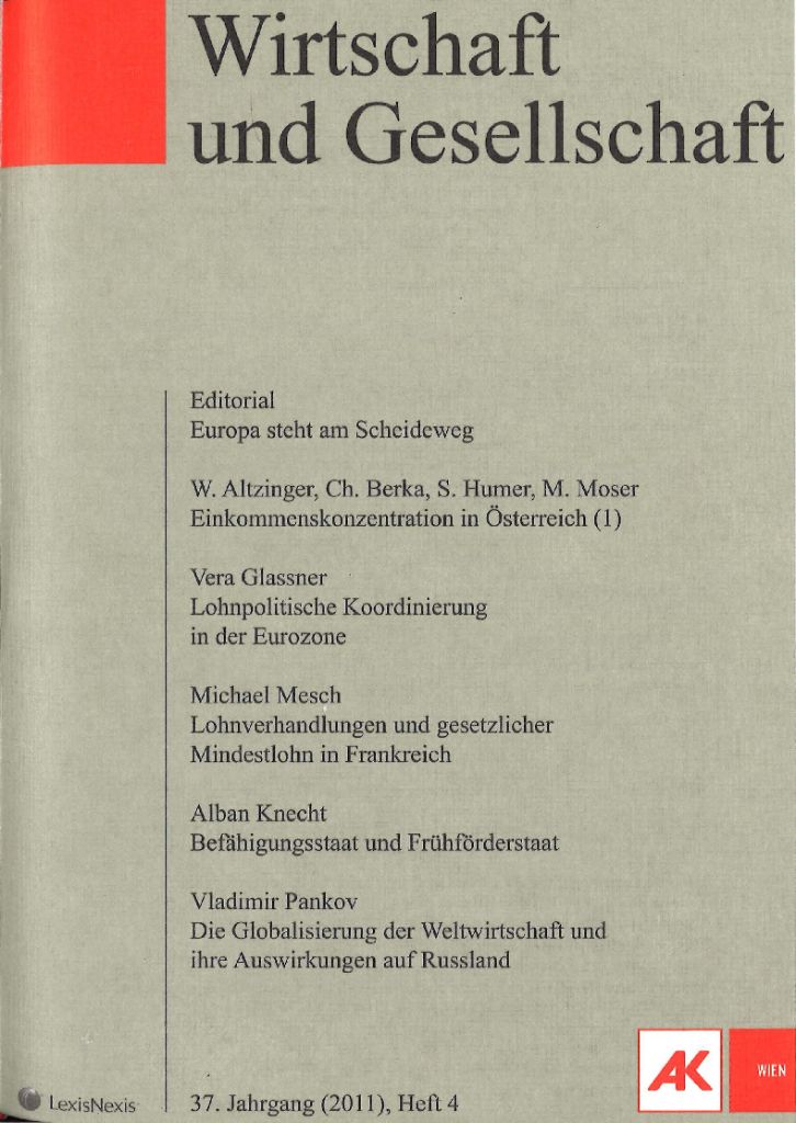 Cover von Wirtschaft und Gesellschaft 2011, Heft 4