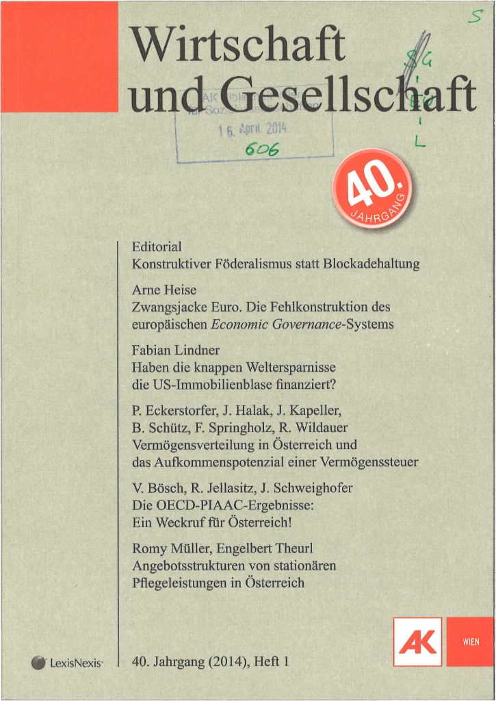 Cover von Wirtschaft und Gesellschaft 2014, Heft 1
