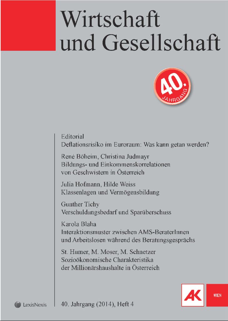 Cover von Wirtschaft und Gesellschaft 2014, Heft 4