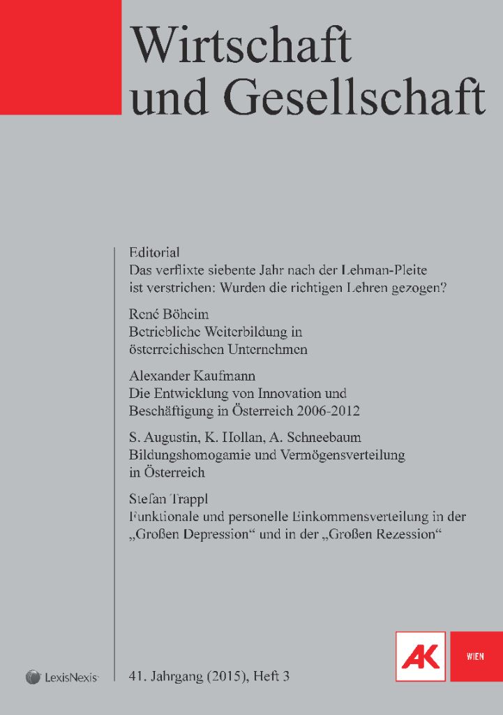 Cover von Wirtschaft und Gesellschaft 2015, Heft 3