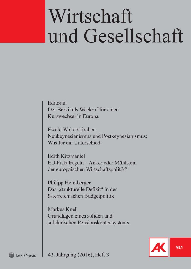 Cover von Wirtschaft und Gesellschaft 2016, Heft 3