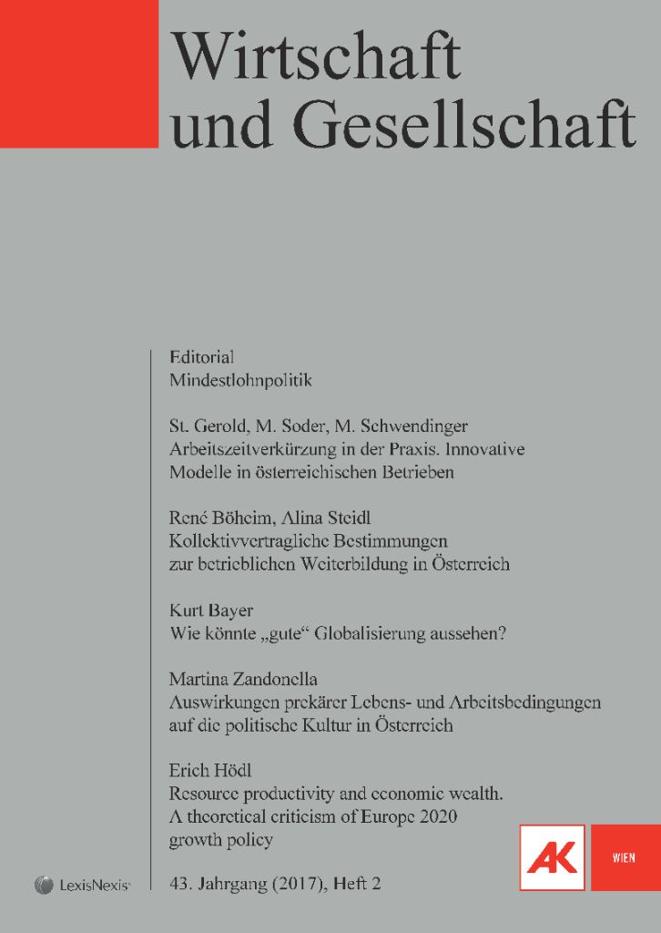 Cover von Wirtschaft und Gesellschaft 2017, Heft 2