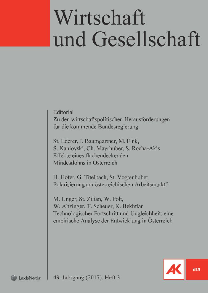 Cover von Wirtschaft und Gesellschaft 2017, Heft 3