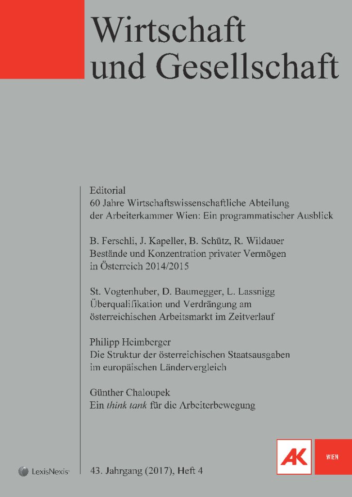 Cover von Wirtschaft und Gesellschaft 2017, Heft 4