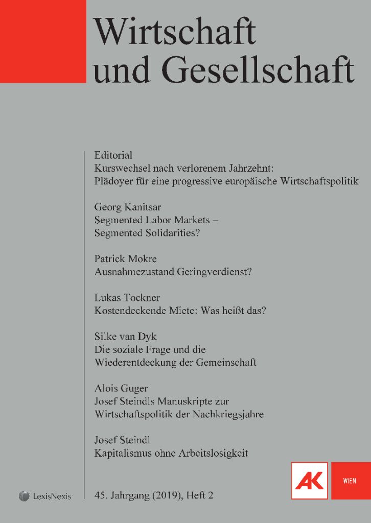 Cover von Wirtschaft und Gesellschaft 2019, Heft 2