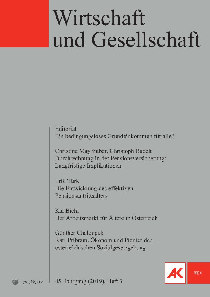 Cover von Wirtschaft und Gesellschaft 2019, Heft 3